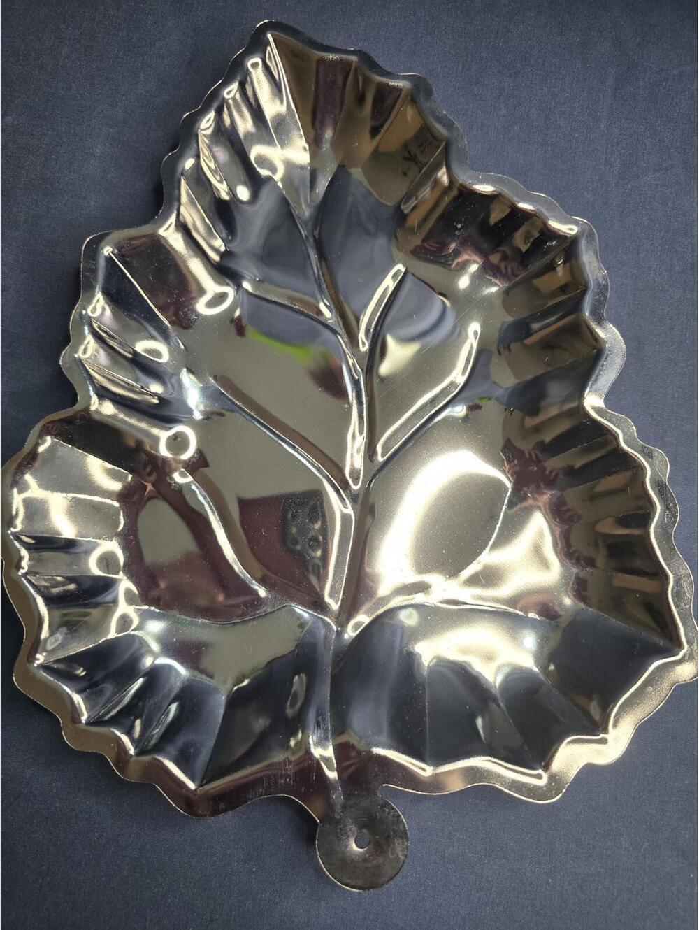 Vintage Leaf-Shaped Metal Serving Tray